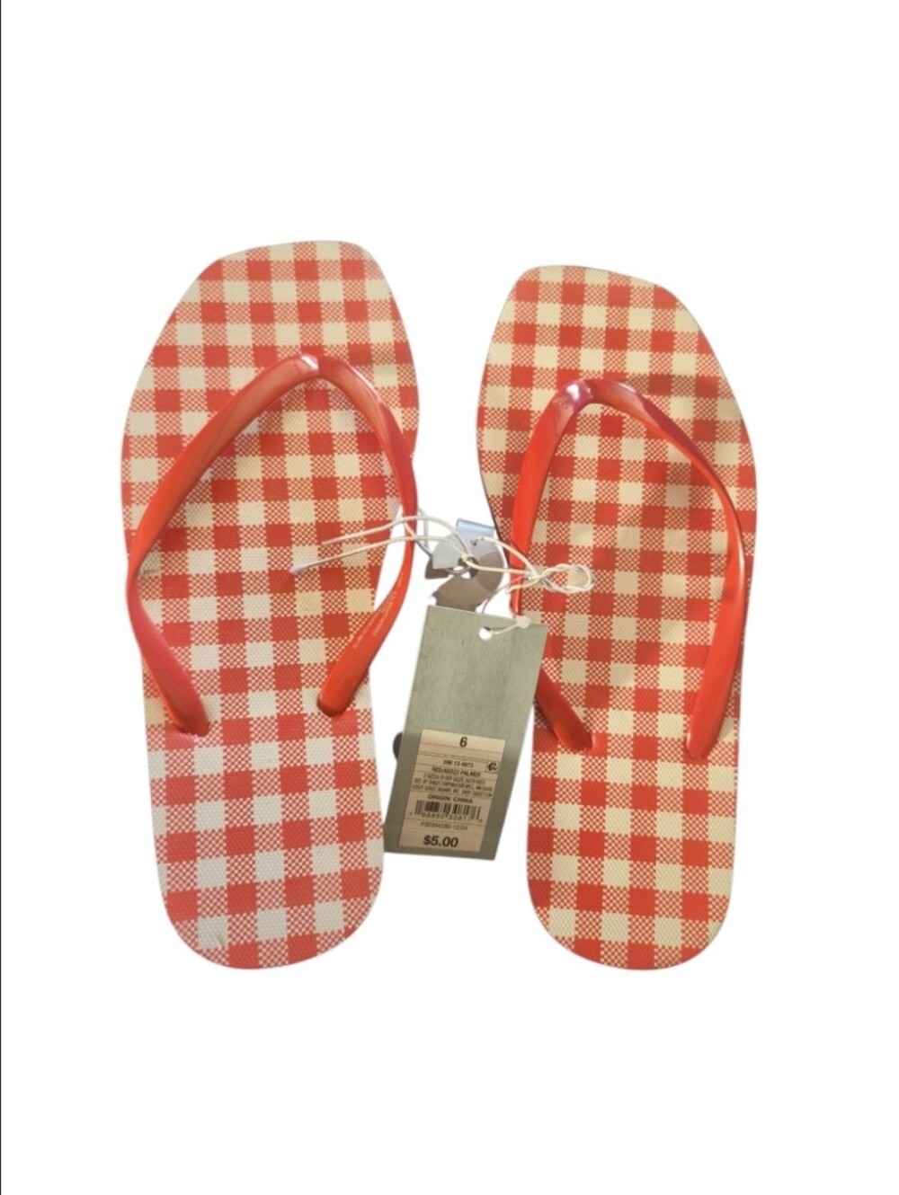 Kids Red Check Flip-Flops - Casual Summer Sandals
